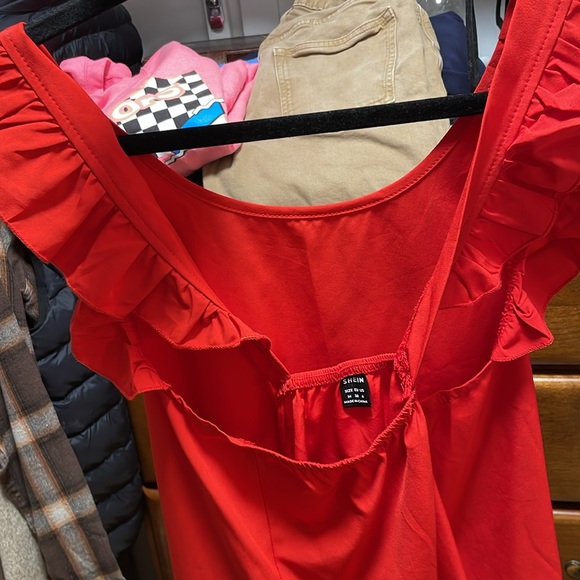 Red Ruffle Sleeve Top - Picture 2 of 2